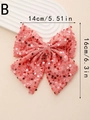Fiocco per capelli con paillettes rosa variante B, 14x16cm, trama in mesh lucido - Fiocco di Lustrini Rosa (B)