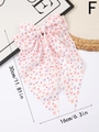 Pink bow hair clip with heart and rainbow prints, spring clip ribbon measuring 30cm in length - F (Rainbow Heart Print)