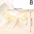 Pinza para el pelo con lazo de satén blanco crema y cinta doble, 10cm x 8cm - 10cmx8cm / Blanco Roto (B)