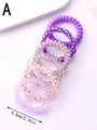 Set of 7 colorful spiral hair ties with 5.5cm diameter in various vibrant patterns - Purple Series (Style A)