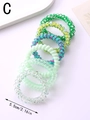 Detailed 6pcs set of green spiral hair ties featuring diverse patterns and 5.5cm size - Green Series (Style C)