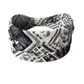 Detail of the black and white paisley print knotted headband for yoga and sports - Black And White (A)