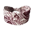 Bohemian paisley elastic headband for yoga and sports in dark red and white colors - Deep Red (B)