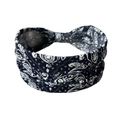 Detail view of paisley knot headband with high elasticity for yoga and sports - Black And White Ring Twisted Style