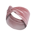 Detail of a dusty rose velvet knotted headband with stretchy wide-brimmed fabric texture - Pink