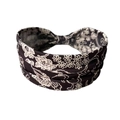 Diadema bohemia elástica negra con estampado de flores blancas y detalle de nudo chic - Marrón