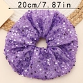 Chouchou à paillettes écailles violettes, diamètre 20cm pour des coiffures volumineuses - 20cm / Violet (Style E Grand)