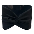 Wide black knotted sports headband made of breathable elastic cotton for women - Black