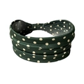 Bandeau sport large élastique vert foncé à pois avec une texture satinée douce - Vert Foncé