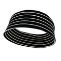 Dettaglio della fascia elastica in maglia nera con cinque strisce bianche e trama tessuto - Stile Semplice / Nero Liscio