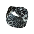 Elastisches breites Stirnband mit Leopardenmuster und grau-blauem Knoten für Damen Yoga - Blaugrauer Leopard-Stil (B)