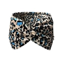 Fascia per capelli in velluto con stampa leopardata blu e design incrociato - Leopardo Blu Nero (A)