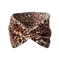Fascia per capelli in velluto con stampa leopardata e design incrociato sportivo - Leopardato Marrone Classico (C)