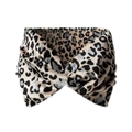 Fascia per capelli a nodo incrociato leopardata in velluto beige per yoga e sport - Leopardato Grigio Nero (D)