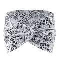 Detail of bohemian black and white wide headband with twist knot and butterfly print - Black White Abstract Twist Knot Style (14)