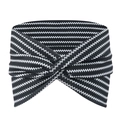 Detailed view of bohemian style headband with black and white wavy pattern and twisted front - Black White Wave Twist Knot Style (12)