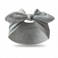 Elastic baby headband with a large grey knot bow in soft knit heathered fabric - Light Gray