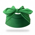 Green elastic yoga headband featuring a large knot bunny ear bow for active women - Green