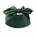 Wide knotted headband in dark green ribbed fabric with a stylish oversized bow - Dark Green