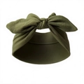 Elastic army green knotted rabbit ear headband made of soft cotton for yoga and sports - Army Green