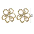 Detail showing vintage hollow flower stud earrings with pearl center and 3cm measurement - Hollow Flower Central Pearl Studs (SFLE645)