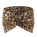 Bohemian leopard print elastic yoga headband with twist knot for women sports - Tan Leopard Twist Knot Style (17)