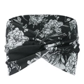 Bohemian crossover headband for women with black and white floral print for yoga and sports - Black With White Floral Style (22)