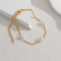 Elegant gold titanium steel bracelet with three white pearls and lobster clasp - 三珍珠细链(S-B1092)