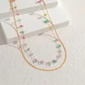 Double-layered golden stainless steel necklace with irregular colorful natural stone beads - Colorful Stone Double Layer Style (S-N2185-sc)