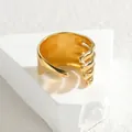 Anello aperto in acciaio inossidabile placcato oro 18k con design creativo a palmo di mano - Stile Dorato (S-R804)