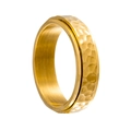 Minimalist 6mm wide gold hammered texture stainless steel spinner ring for unisex - US 6 / Gold