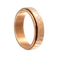 Detailed macro of 6mm rose gold rotatable ring with irregular hammered texture - US 6 / Rose Gold