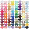 Detailed chart showing 80 colorful grosgrain ribbon bow clips for girls hair accessories - Random Color