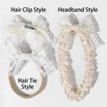Détails d'accessoires cheveux en dentelle crème avec pinces, bandeaux et élastiques - Style de Barrette / Diagramme Type d'Accessoire