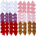 24-piece set of large velvet bow hair clips for girls in six vibrant assorted colors - Velvet Random Color