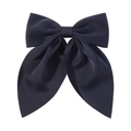 Détail du nœud papillon en satin bleu marine avec texture soyeuse et double épaisseur - Bleu Marine (1)