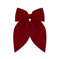 Elegant wine red satin bow hair clip for women with wide fabric ribbons in minimalist style - Dark Red