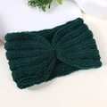 Detail of dark green knitted headband with twist knot texture for children - Dark Green