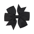 Classic black grosgrain ribbon butterfly bow hair clip for children with ribbed texture - Black