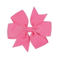 Vibrant pink grosgrain ribbon butterfly hair bow for children on white background - Deep Pink