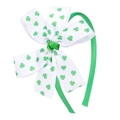 Dettaglio cerchietto di San Patrizio con trifoglio verde stampato su nastro in gros-grain - Trifogli Smeraldo su Bianco (5#)