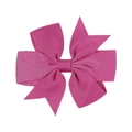 Deep rose pink grosgrain ribbon bow hairclip with swallowtail design for girls - Deep Rose