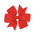 Vibrant red velvet ribbon hair bow clip for children featuring a multi-layered design - Red