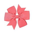 Handmade coral pink grosgrain ribbon bow hair clip with layered symmetric texture - Light Red