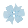 Light blue grosgrain ribbon hair bow clip with multi-layer fishtail design for girls - Light Blue