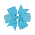 Sky blue grosgrain ribbon bow hair clip for girls with elegant layered texture - Blue Gold