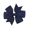 Handmade navy blue grosgrain ribbon bow hairclip with layered velvet ribbon texture - Navy Blue