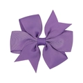 Handcrafted purple grosgrain ribbon hair bow clip with layered texture for girls - Purple