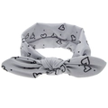 Grey heart and polka dot knotted headband with cute bunny ears for girls and toddlers - Heart Polka Dot Bunny Ear (Gray) / Gray