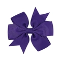 Dark purple grosgrain ribbon hair bow clip with multi-layered ribbed texture for girls - Dark Purple
